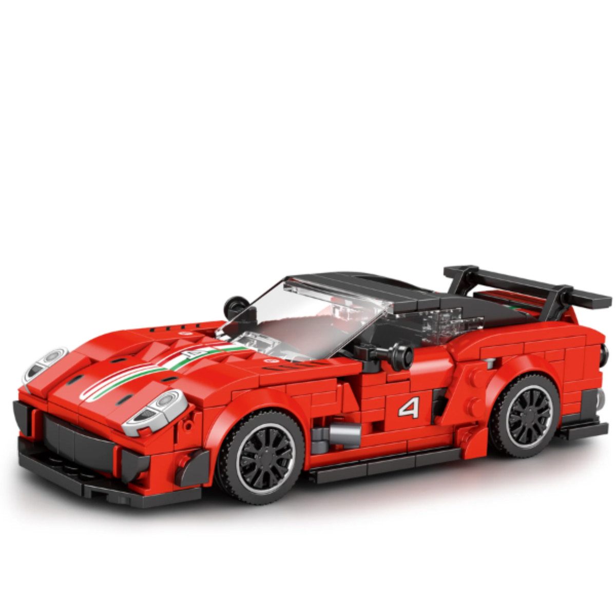 Reobrix 676 Spielbausteine, (Klemmbaustein Set, 676 St., Klemmbaustein Modellbausatz), 1:24 Supersportwagen mit manuell öffnenden Türen und 391 Teilen