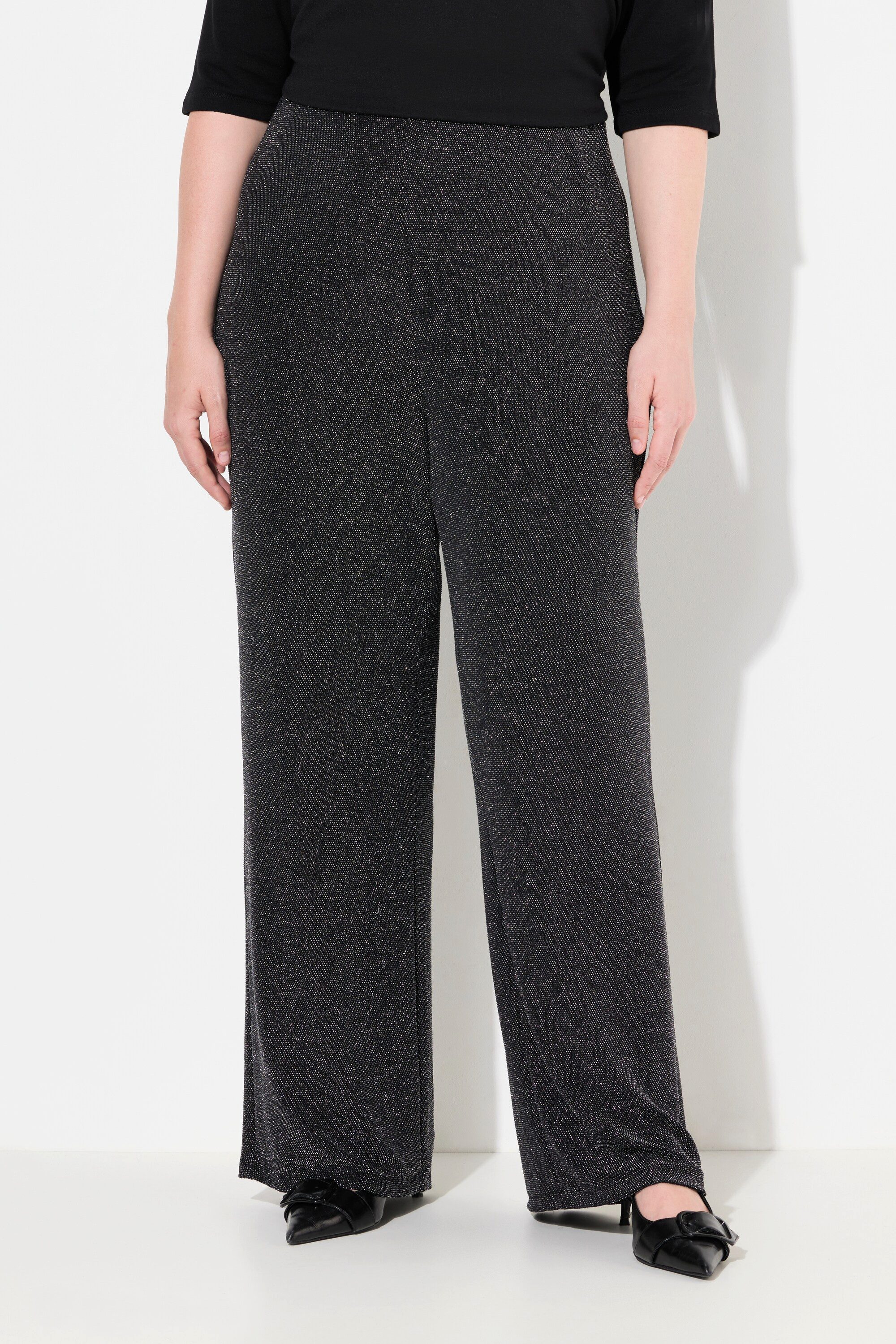 Ulla Popken Schlupfhose Jerseyhose Glitter gerades Bein Elastikbund günstig online kaufen