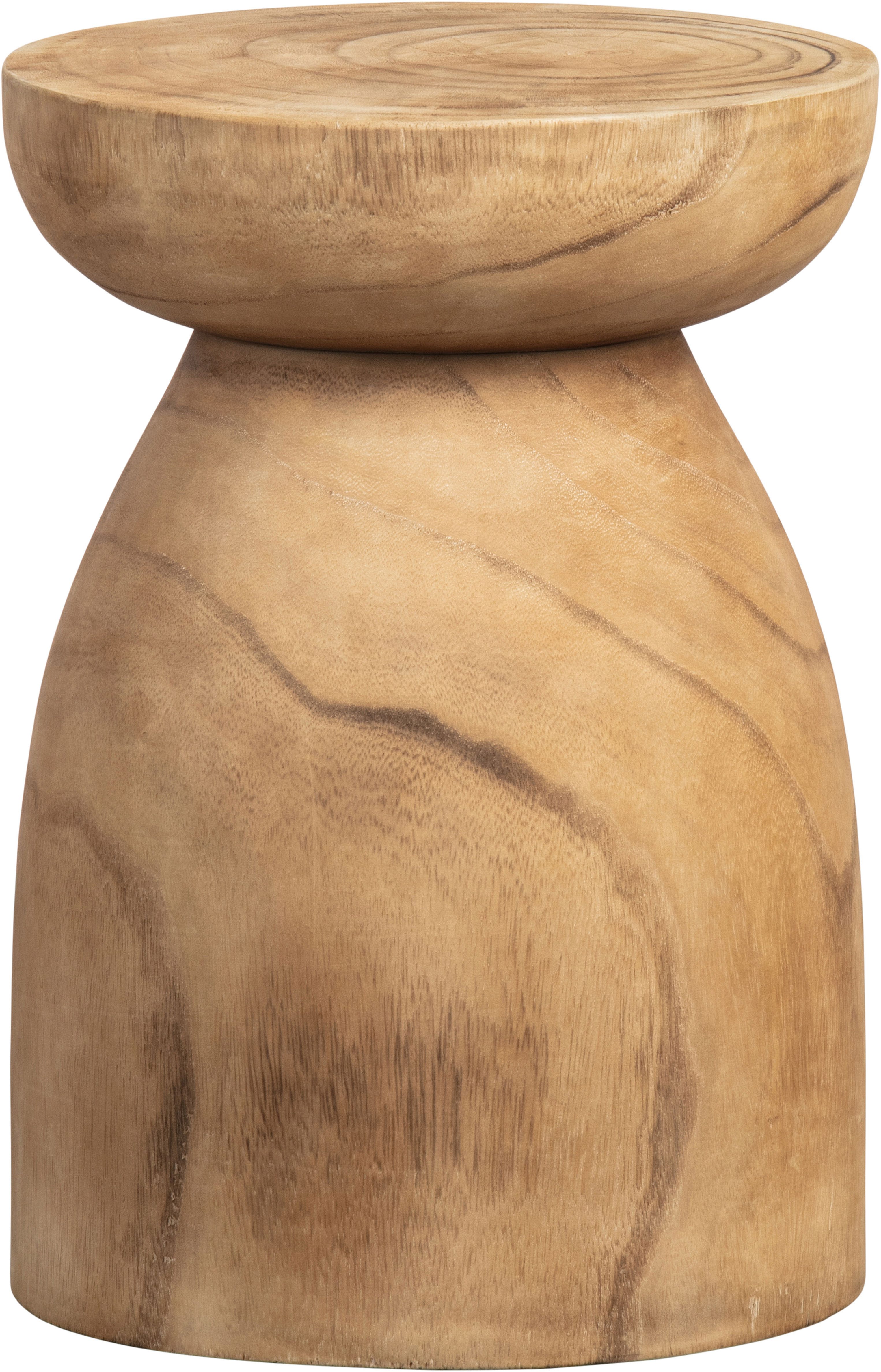 WOOOD Hocker Bink aus Paulowniaholz mit natürlicher Oberfläche Ø 28 x H 40 cm, Pfleiglicht, Vollstandig montiert geliefert, Tragkraft 20 kg