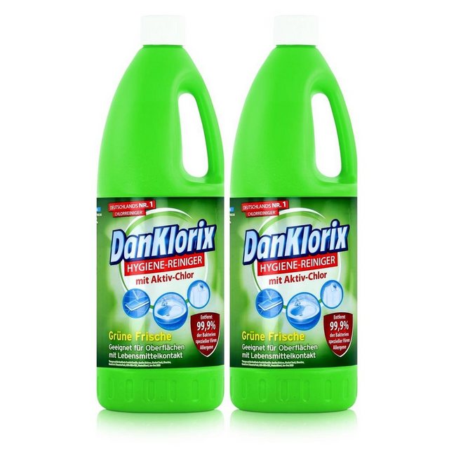 DanKlorix DanKlorix Hygiene-Reiniger Grüne Frische 1,5L – Mit Aktiv-Chlor (2er P Allzweckreiniger