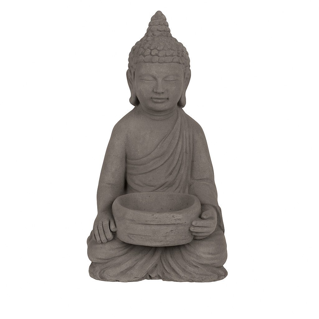 what the shop Dekofigur Buddha Teelichthalter–15,5 cm, aus Zement, stilvoll günstig online kaufen