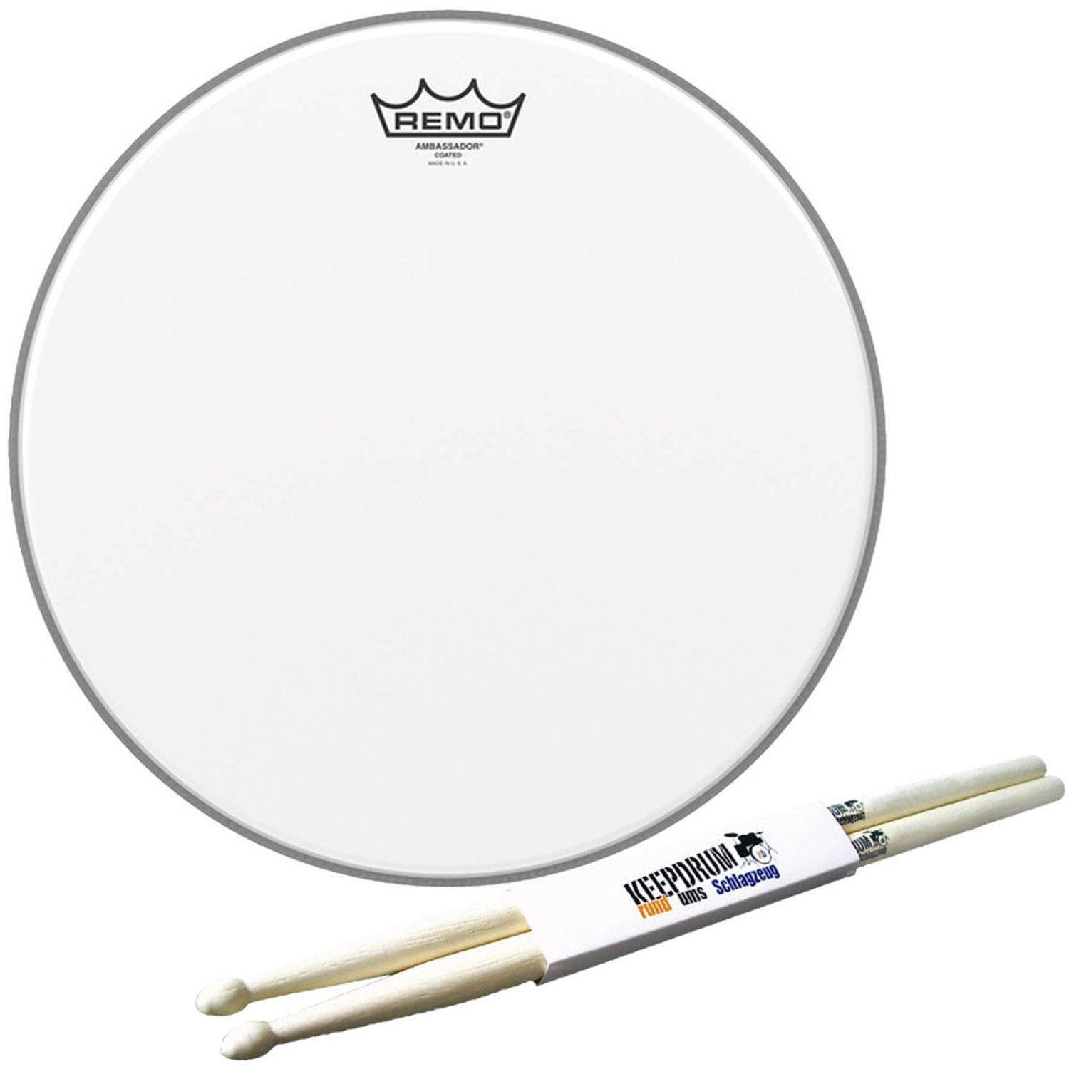 Remo Schlagzeug Remo Ambassador Coated Snare Fell 14 mit Schlagzeugstöcken,Set, mit Sticks