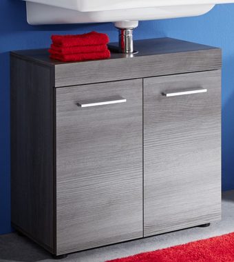 trendteam Waschbeckenunterschrank Runner (Badschrank in grau Rauchsilber, 58 x 57 cm) mit 2 Fächern