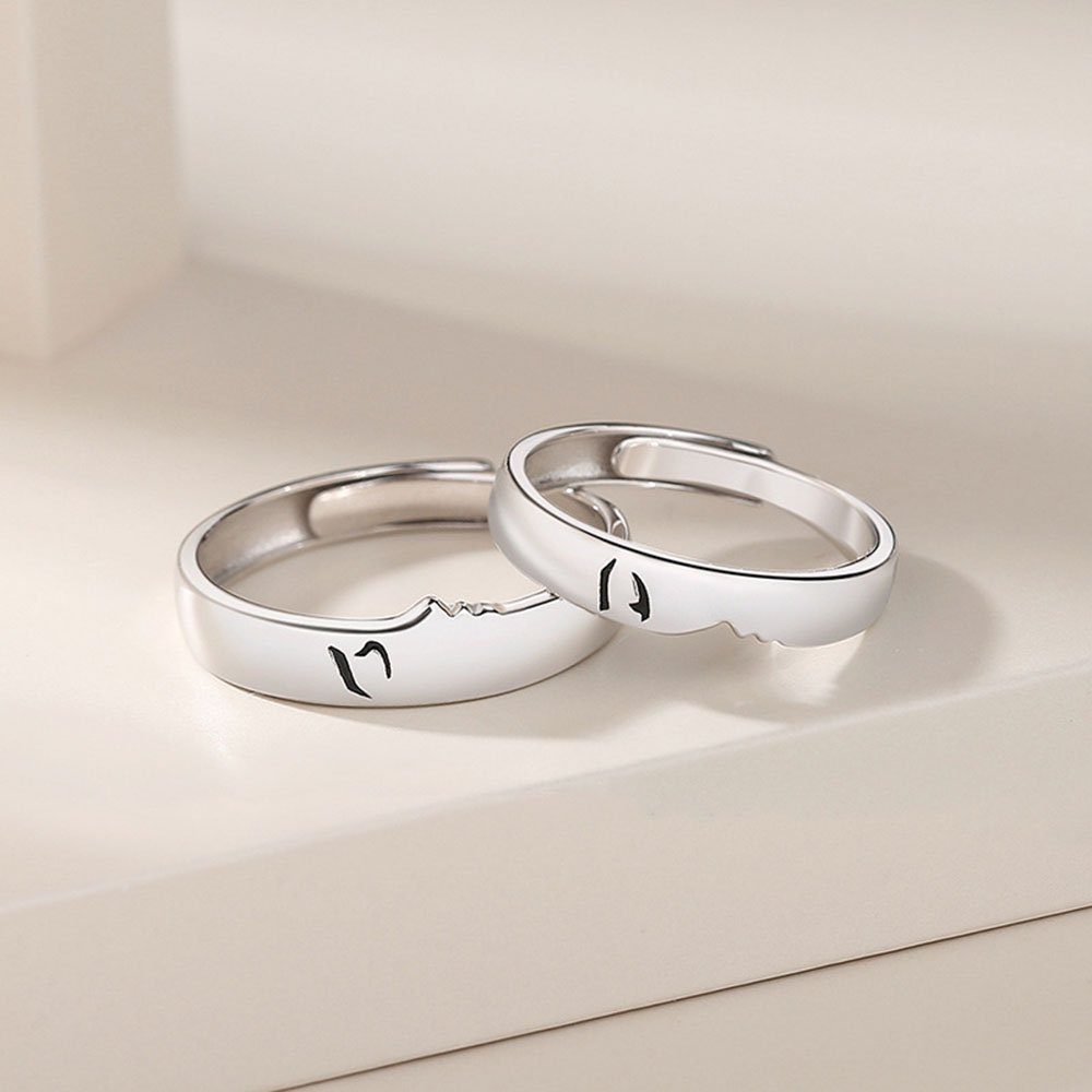 Ringe Frauen,2 verstellbarer Haiaveng Stück, Paar Silber s925 Ringe, Ringe Fingerring und Männer Patchwork-Ring,
