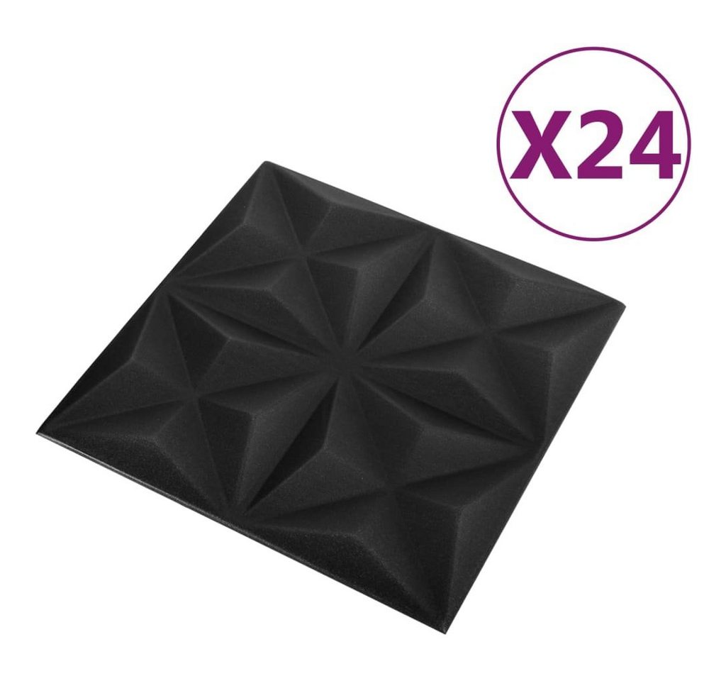 Thumbnail - vidaXL Wandpaneel 3D-Wandpaneele 24 Stk 50x50 cm Origami Schwarz 6 m²
