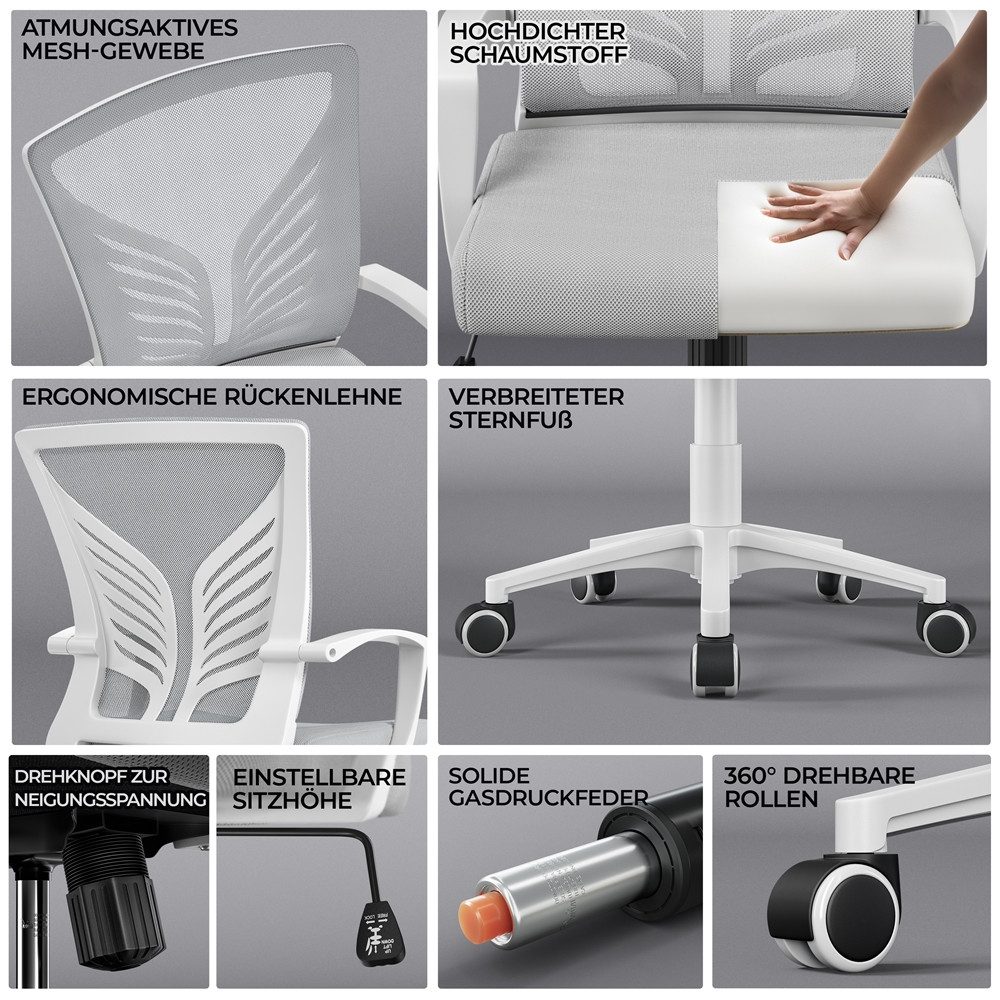 Yaheetech Bürostuhl Höhenverstellbarer Drehstuhl (1 St), Schreibtischstuhl mit Schaukelfunktion für Arbeitszimmer/Büro