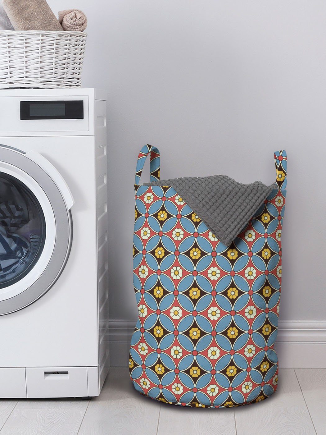 Abakuhaus Wäschesäckchen Wäschekorb mit Griffen marokkanisch Arabesque Kordelzugverschluss Waschsalons, für Mosaik-Motiv