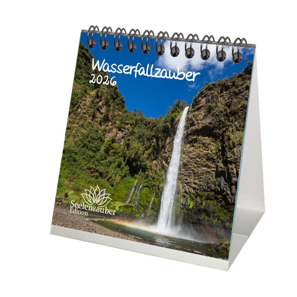 Seelenzauber Tischkalender Wasserfallzauber Tischkalender 10cm x 10cm für 2026 Wasserfall Wasser