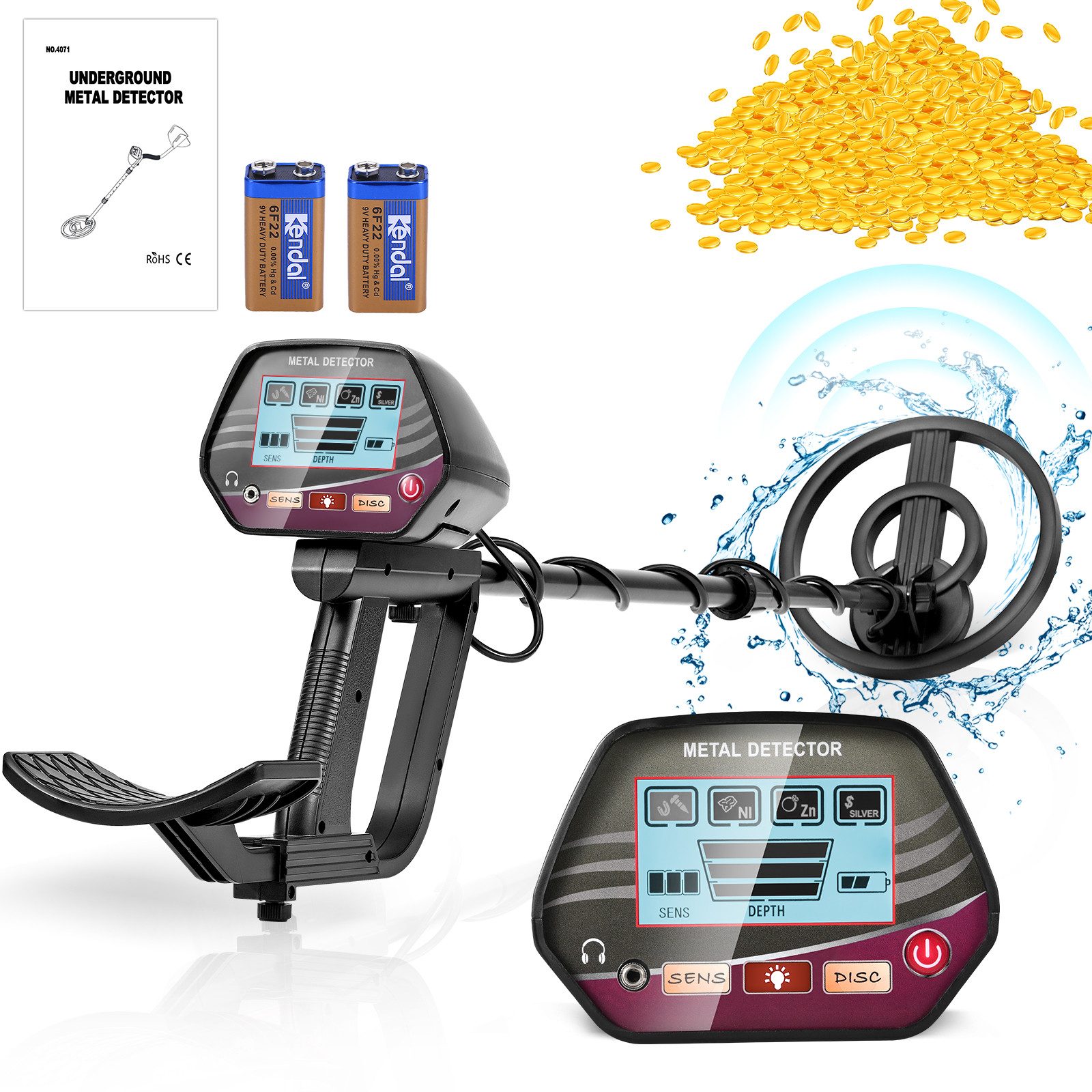i@home Metalldetektor für Erwachsene und Kinder mit LCD-Display, 8-Zoll-Suchspule, Detektor mit hoher Genauigkeit und LCD-Display