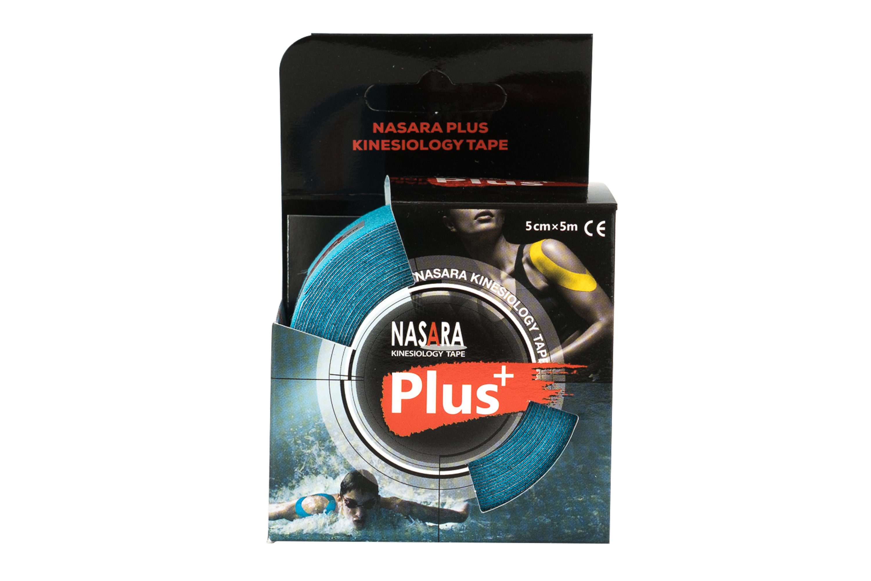 NASARA Kinesiologie-Tape Plus Tape 5cm x 5m in 4 Farben, ideal für Sportler
