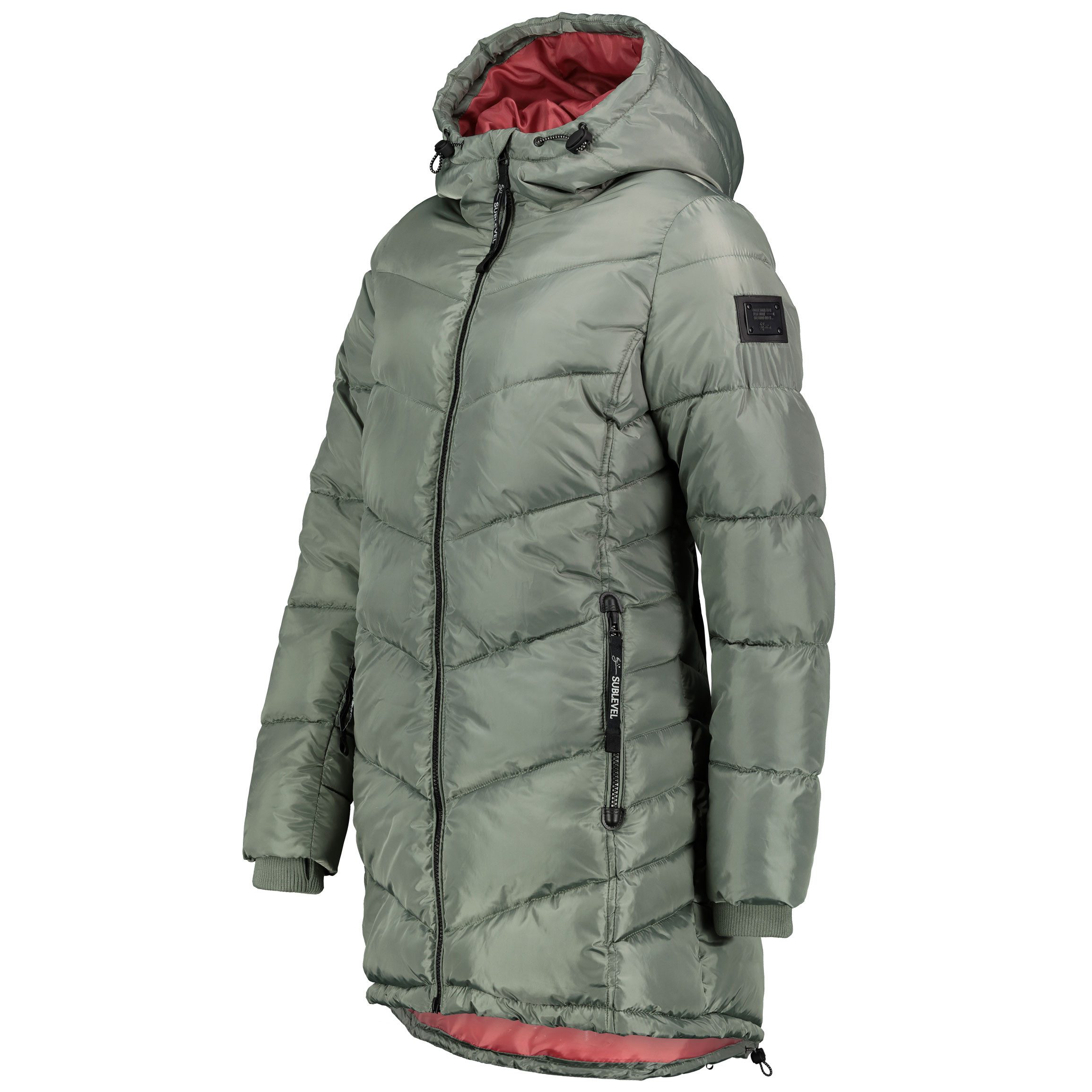SUBLEVEL Steppjacke Damen Mantel mit Kapuze lange Winter Jacke Parka Stehkragen, Kapuze, flauschig, kuschelig, warm, Outdoor, Mantel – Bild 5 von 5