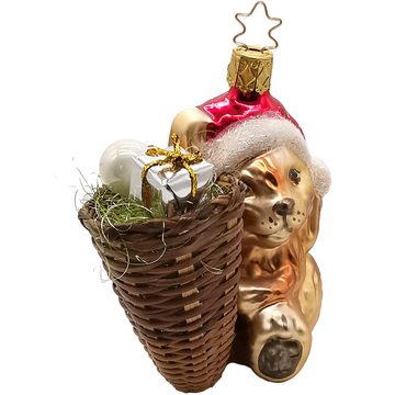 INGE-GLAS® Christbaumschmuck Weihnachtshase (1-tlg), mundgeblasen, handbemalt