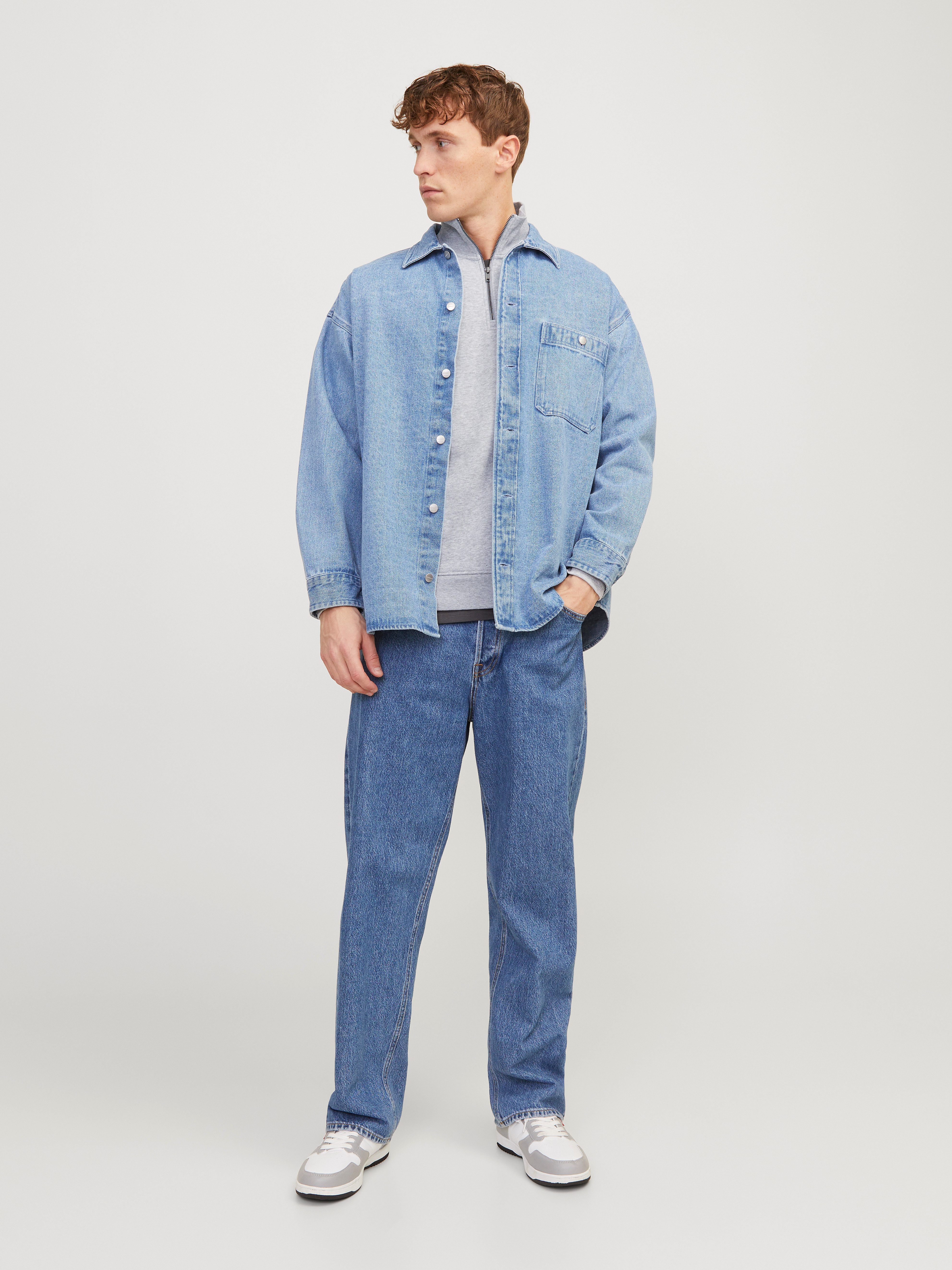 Jack & Jones Sweatshirt JJEBRADLEY SWEAT HALF ZIP NOOS Materialmix, relaxed fit