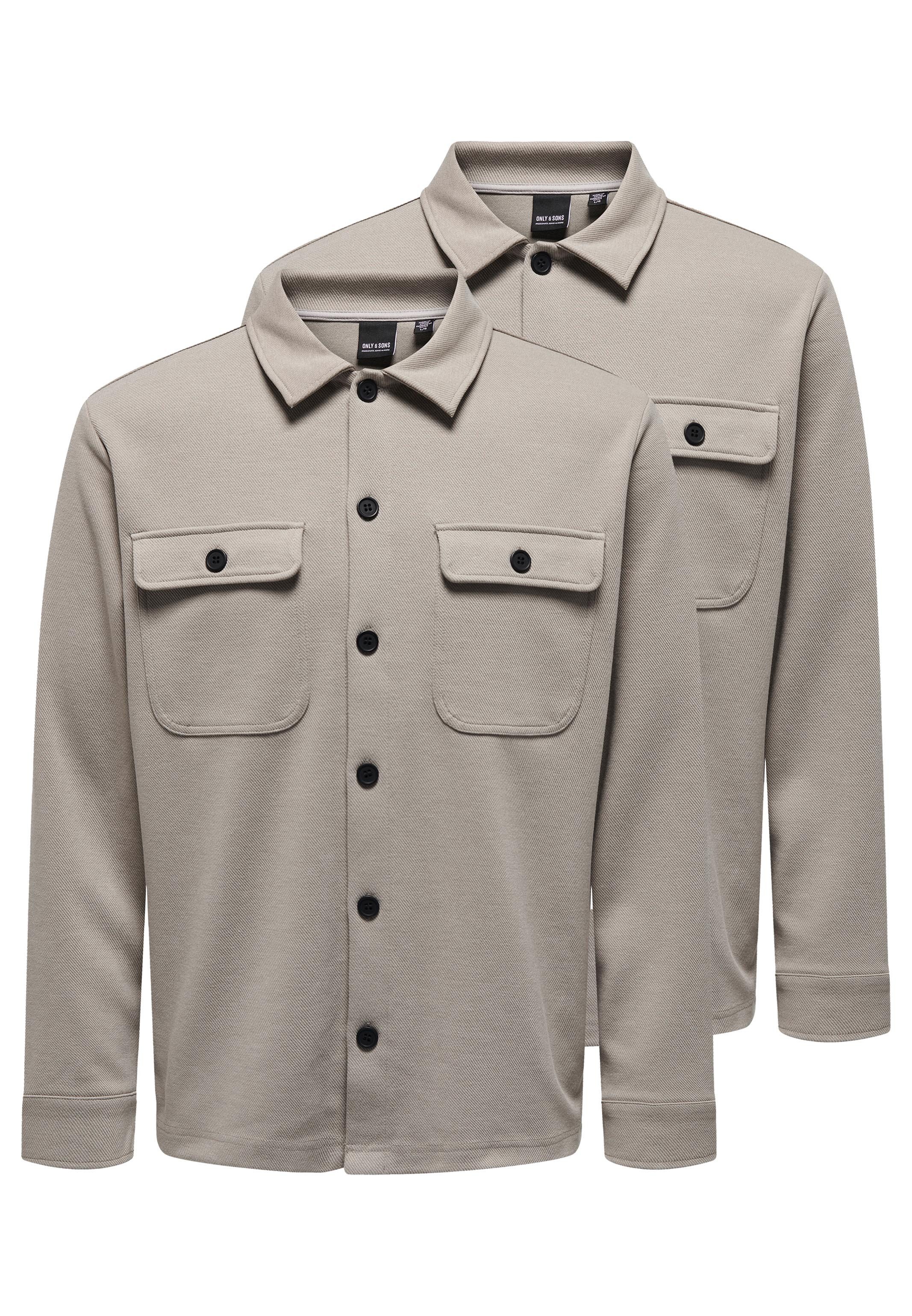 ONLY & SONS Hemdjacke 2er Pack Newkodyl (Spar-Set, 2-St) Hemdjacke / Overshirt - Blickdicht - Vielseitig kombinierbares Basic
