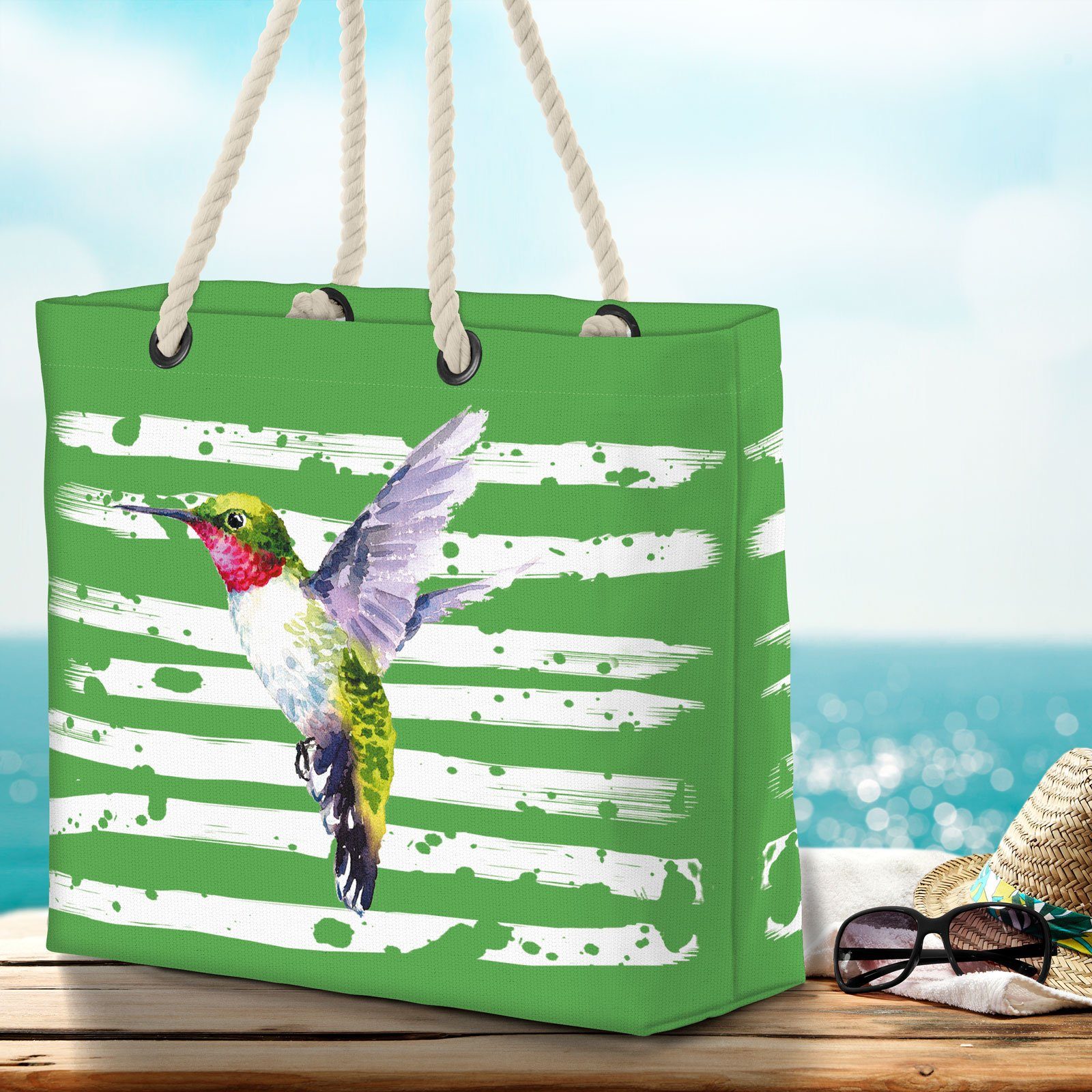 (1-tlg), Safari VOID Tier Urlaub grün bird Strandtasche Kolibri Vogel