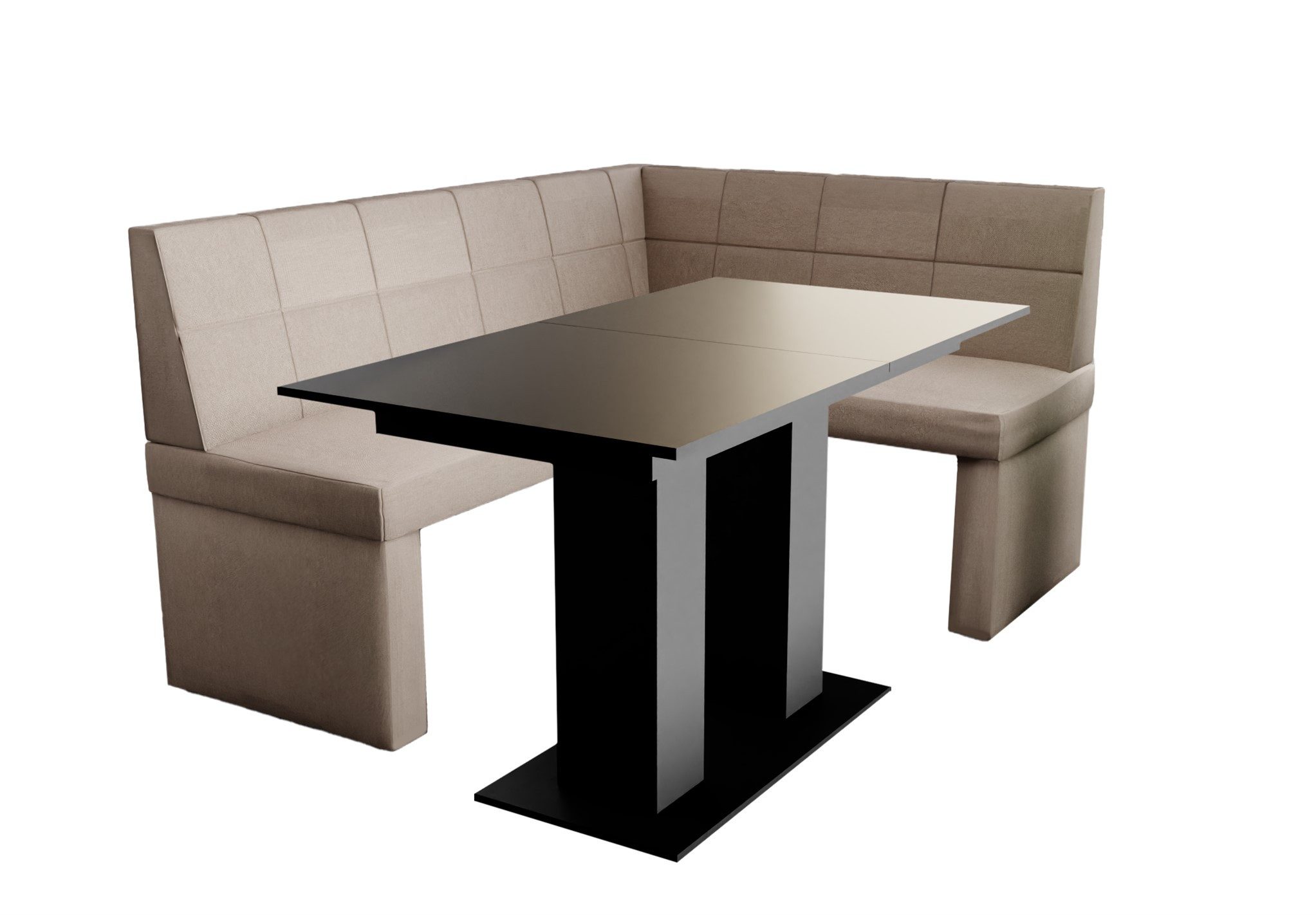 Fun Möbel Eckbankgruppe Eckbankgruppe „BLAKE XL“ Größe 196x142cm mit Tisch Schwarz matt, ausziehbarer Tisch