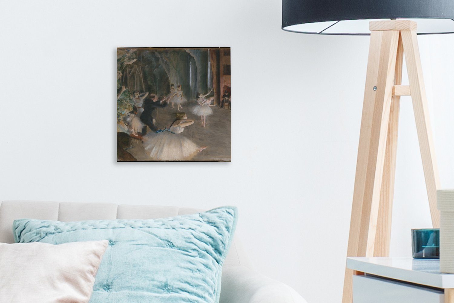 Schlafzimmer Wohnzimmer Leinwandbild auf für Gemälde - Bilder der Probe Degas, St), (1 des Die Balletts Bühne von Edgar Leinwand OneMillionCanvasses®