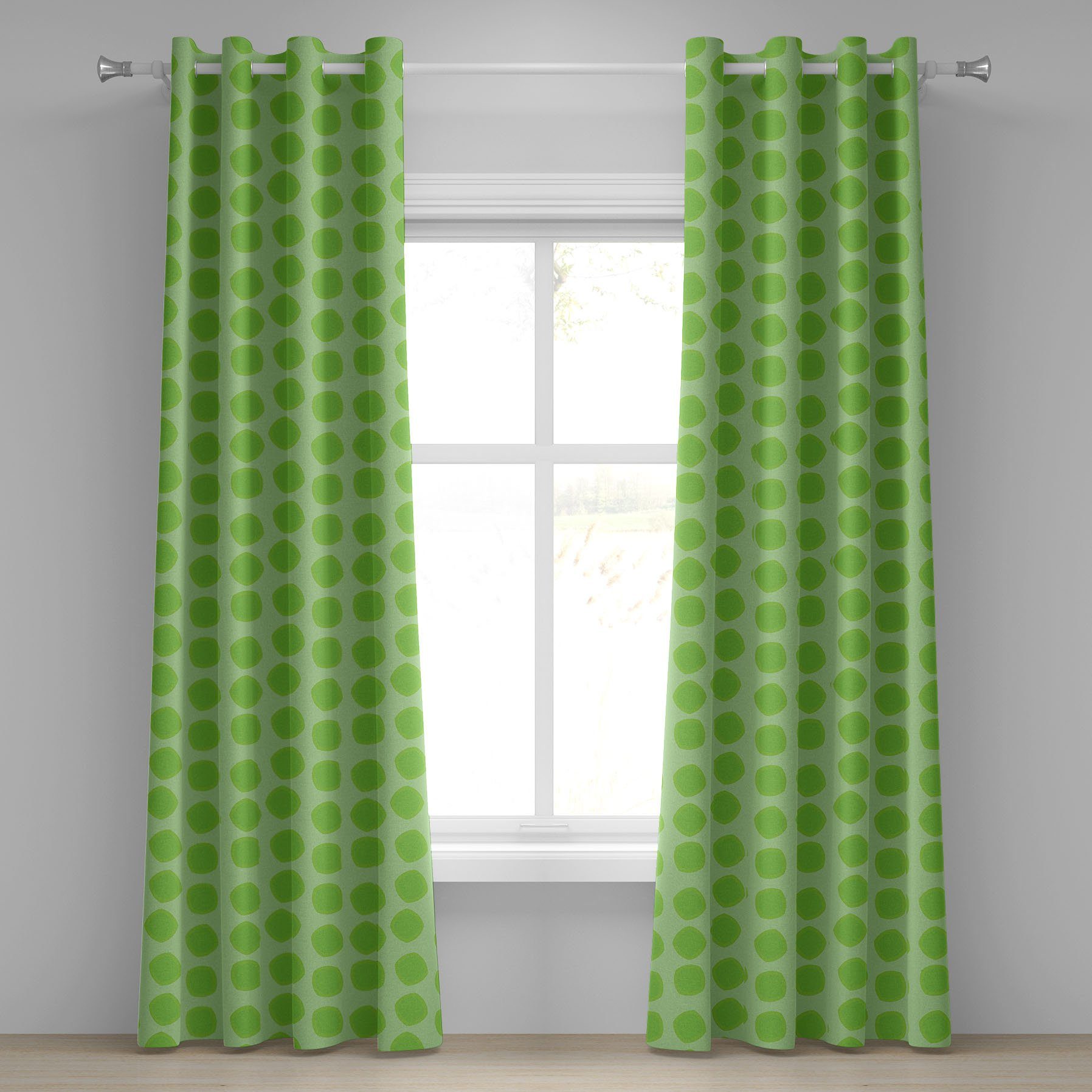 Gardine Dekorative 2-Panel-Fenstervorhänge für Schlafzimmer Wohnzimmer, Abakuhaus, Lime Green einfache geometrische