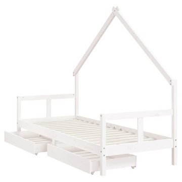 vidaXL Kinderbett Kinderbett mit Schubladen Weiß 80x200 cm Massivholz Kiefer