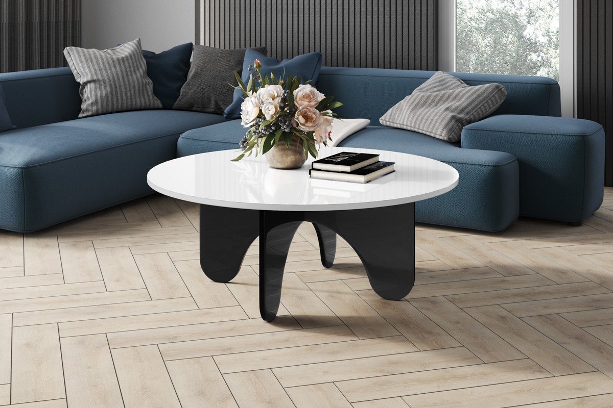 designimpex Couchtisch Design HRL-111 Hochglanz Wohnzimmertisch Rund Tisch ?100 cm x 40 cm