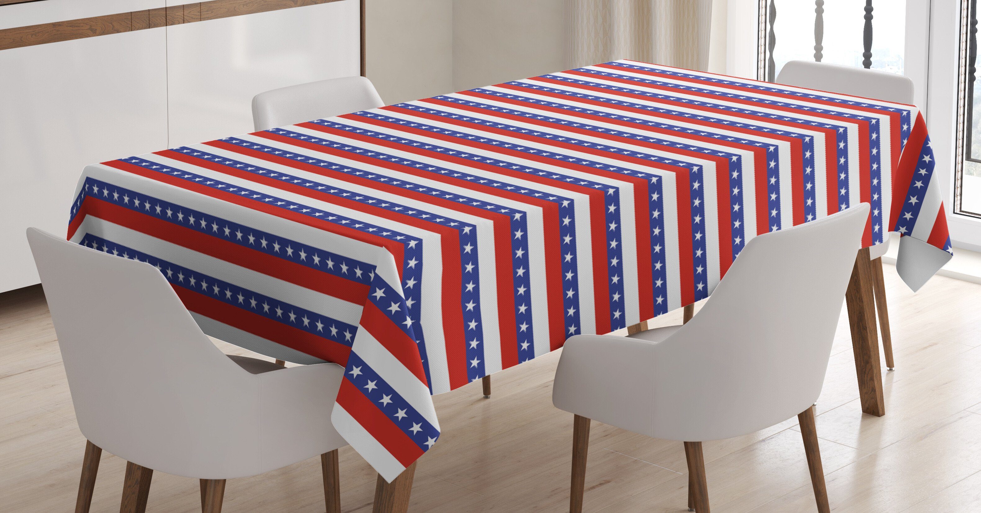 Abakuhaus Tischdecke Farbfest Waschbar Für den Außen Bereich geeignet Klare Farben, 4. Juli Amerikanische Flagge Motiv