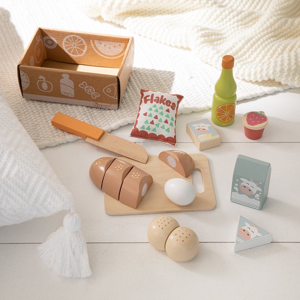 howa Spiellebensmittel Frühstücksset, (12-tlg), aus Holz, für Kaufladen oder Kinderküche