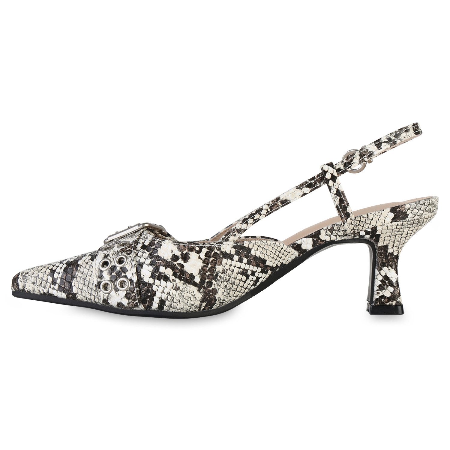 VAN HILL 841584 Slingpumps Damen Slingpumps Pumps Spitz Stiletto Schnallen günstig online kaufen