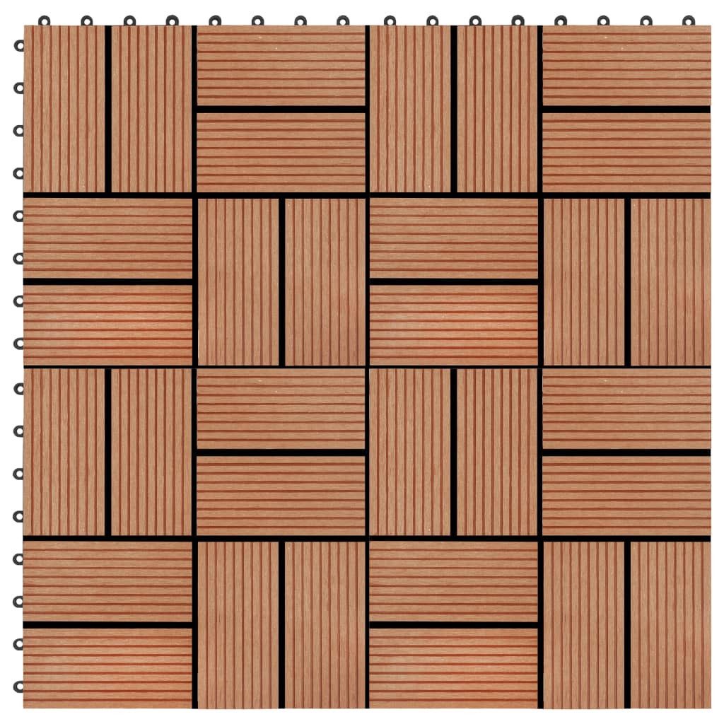 vidaXL Teppichboden Terrassenfliesen 11 Stück WPC 30 x 30 cm 1 qm holzfarbe