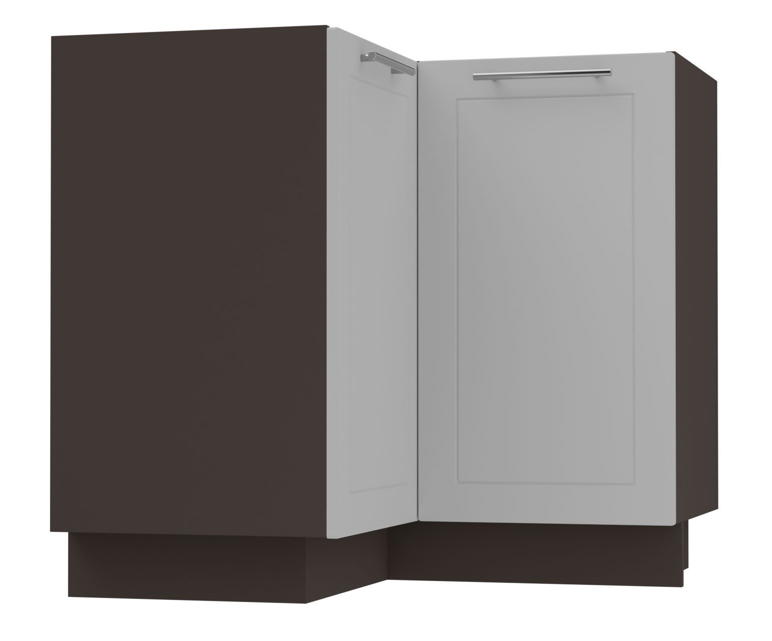 Feldmann-Wohnen Eckschrank Kvantum (Türscharniere mit Soft-Close-Funktion, 1-St., Fronten mit dekorativen Fräsungen und leicht abgerundeten Ecken) 90x90x82cm lava - dust grey matt (Q-D12/90)