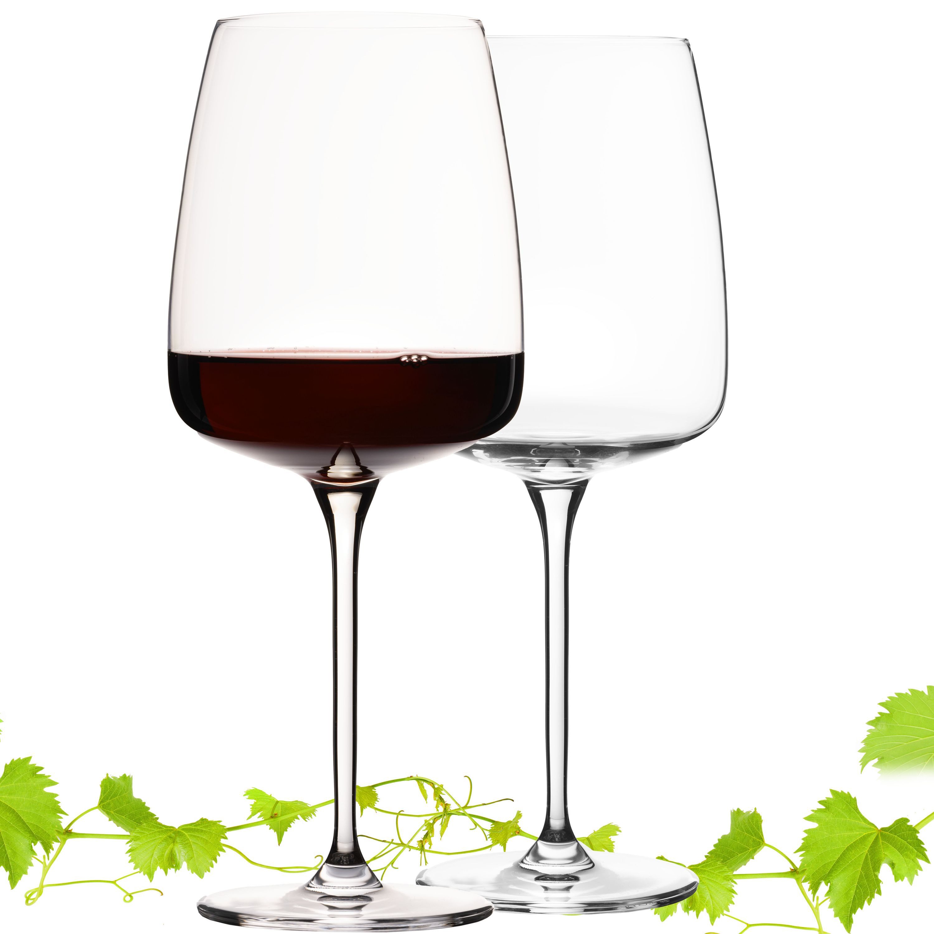 IMPERIAL glass Weinglas Große eckige Rotweingläser 600ml Set 2-Teilig "Milano", Crystalline Glas, Burgundergläser aus Crystalline Glas Spülmaschinenfest