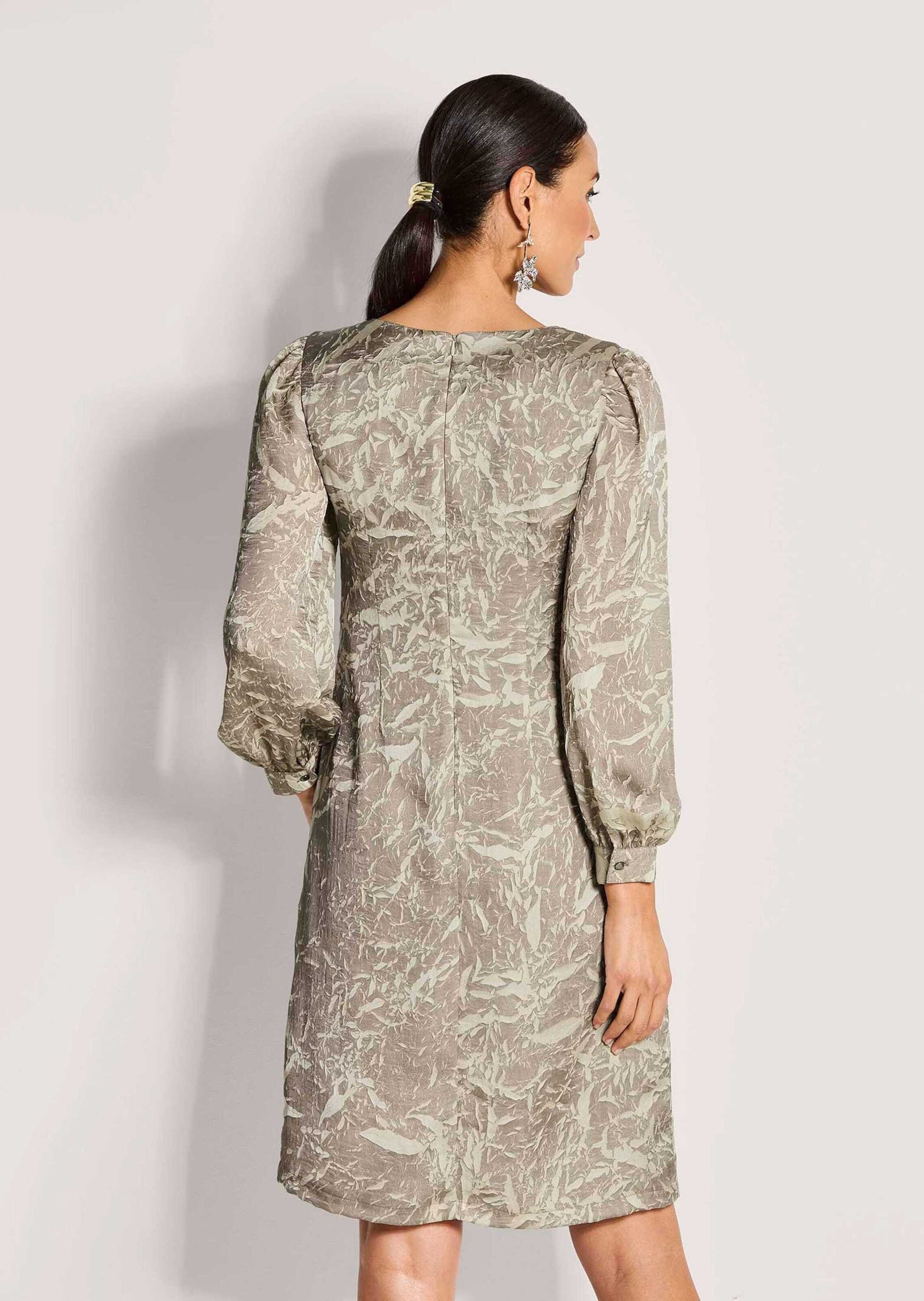 MADELEINE Midikleid Modernes Crash-Kleid mit Two-Tone-Effekt Rundhals, Falten, Reißverschluss, Langarm