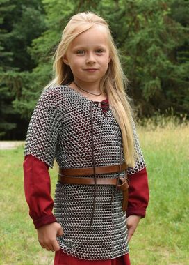 Battle Merchant Ritter-Kostüm Kettenhemd aus Stahl mit Lederband für Kinder Gr. 164