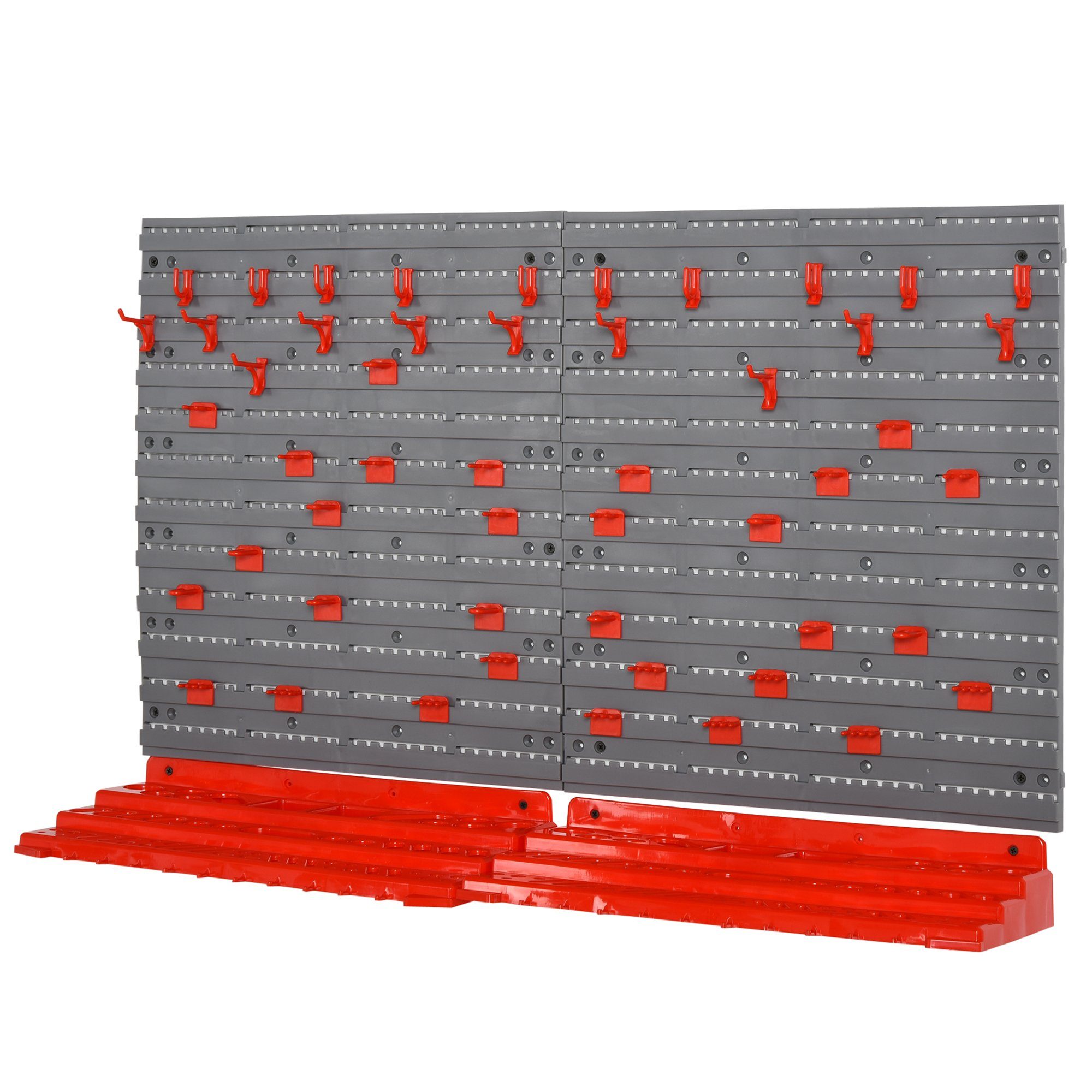 Stk., Werkzeugwand, 54-tlg., Werkzeugwand Werkzeughalter 2 Durhand (Set, Haken, Grau, Wandregal Lochwand Werkzeuglochwand), 50 mit Rot