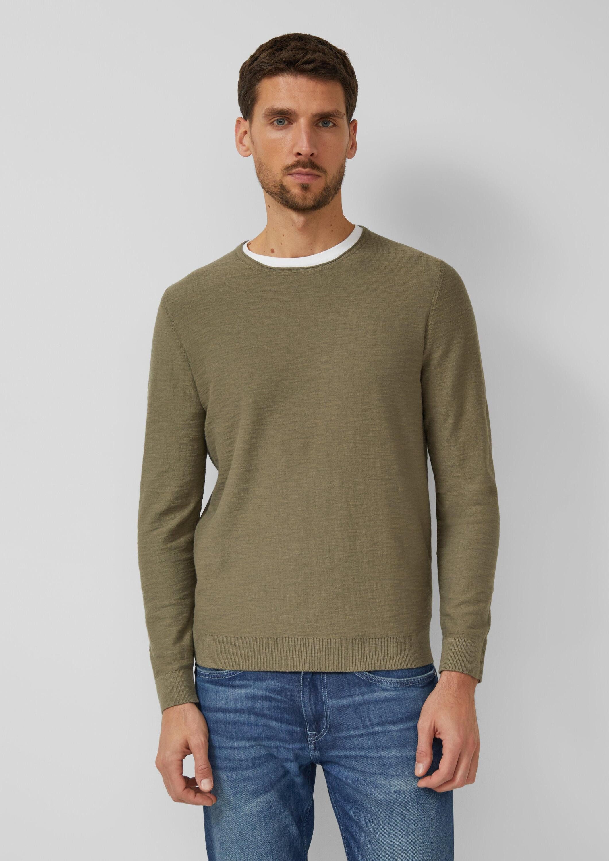 s.Oliver Longpullover Strickpullover Strickpullover mit Flammgarnstruktur und Rollkante