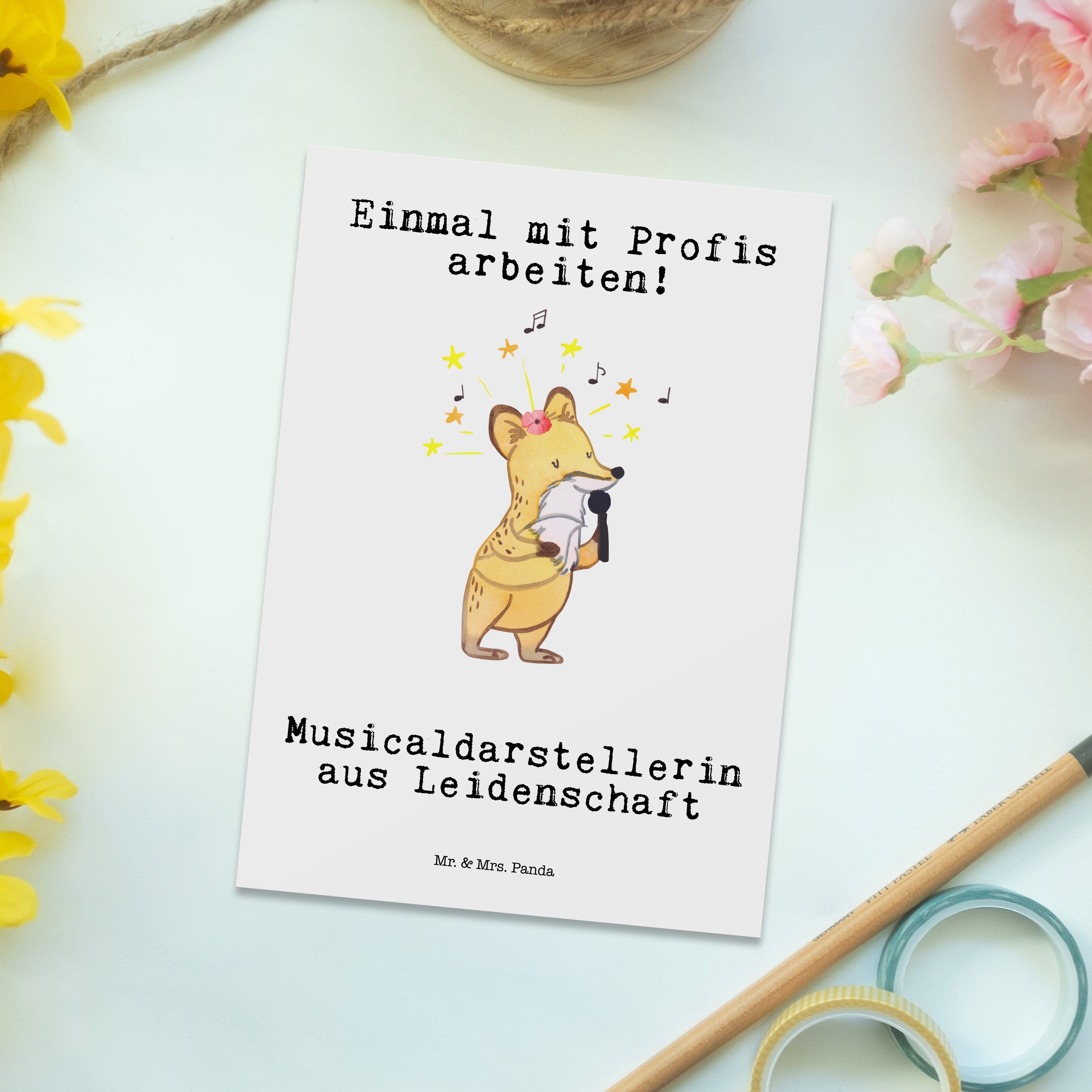 aus Postkarte Panda Karte, Mrs. Leidenschaft Musicaldarstellerin - & Ansich Mr. Geschenk, - Weiß