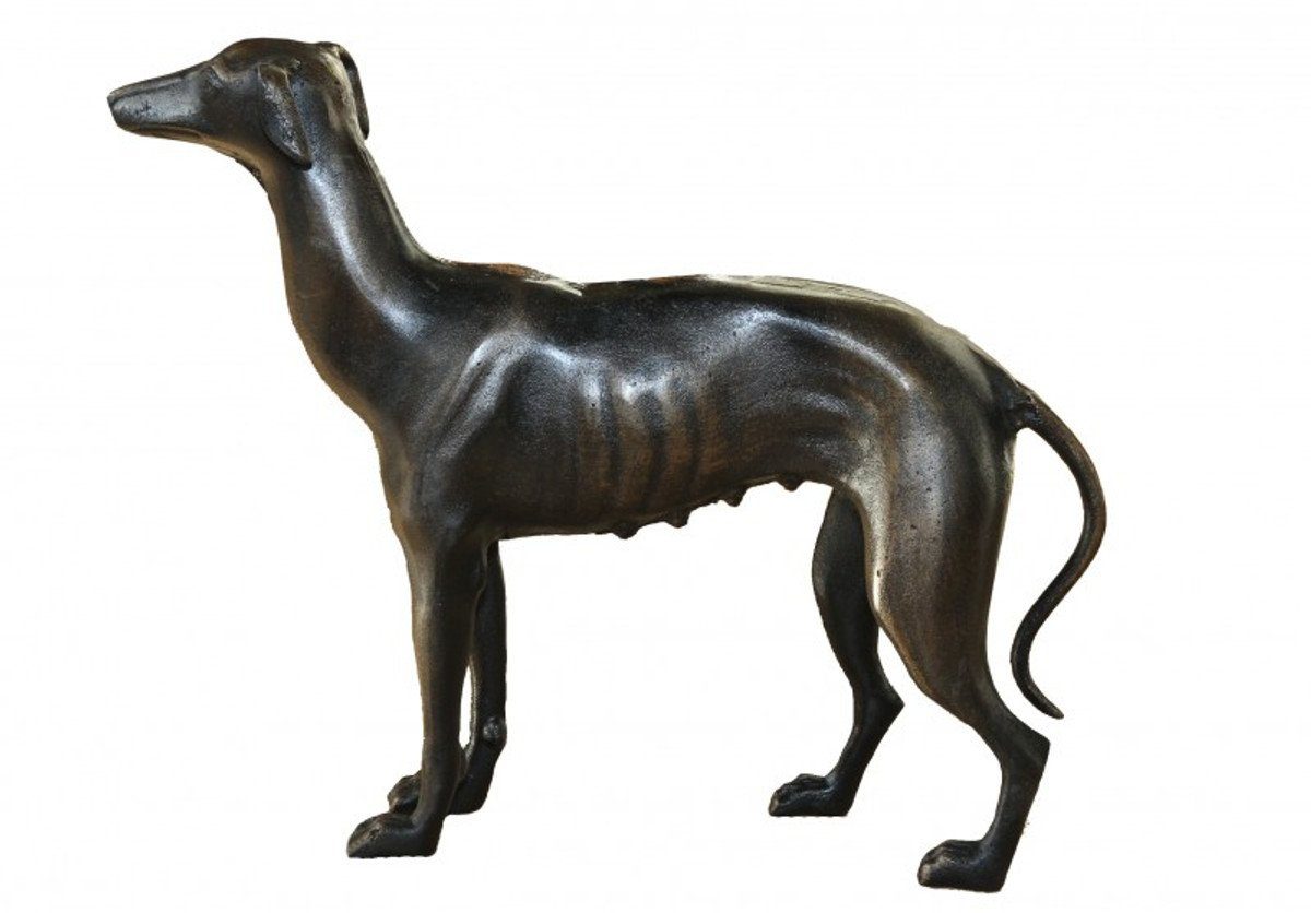 Casa Padrino Dekoobjekt Metall Figur Windhund Weibchen H 29 cm, B 33 cm, T 8 cm - Massive Skulptur - Edel & Prunkvoll