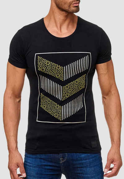 Egomaxx T-Shirt T Shirt 3D Print Short Sleeve Shirt H2160 (1-tlg) 2160 in Schwarz