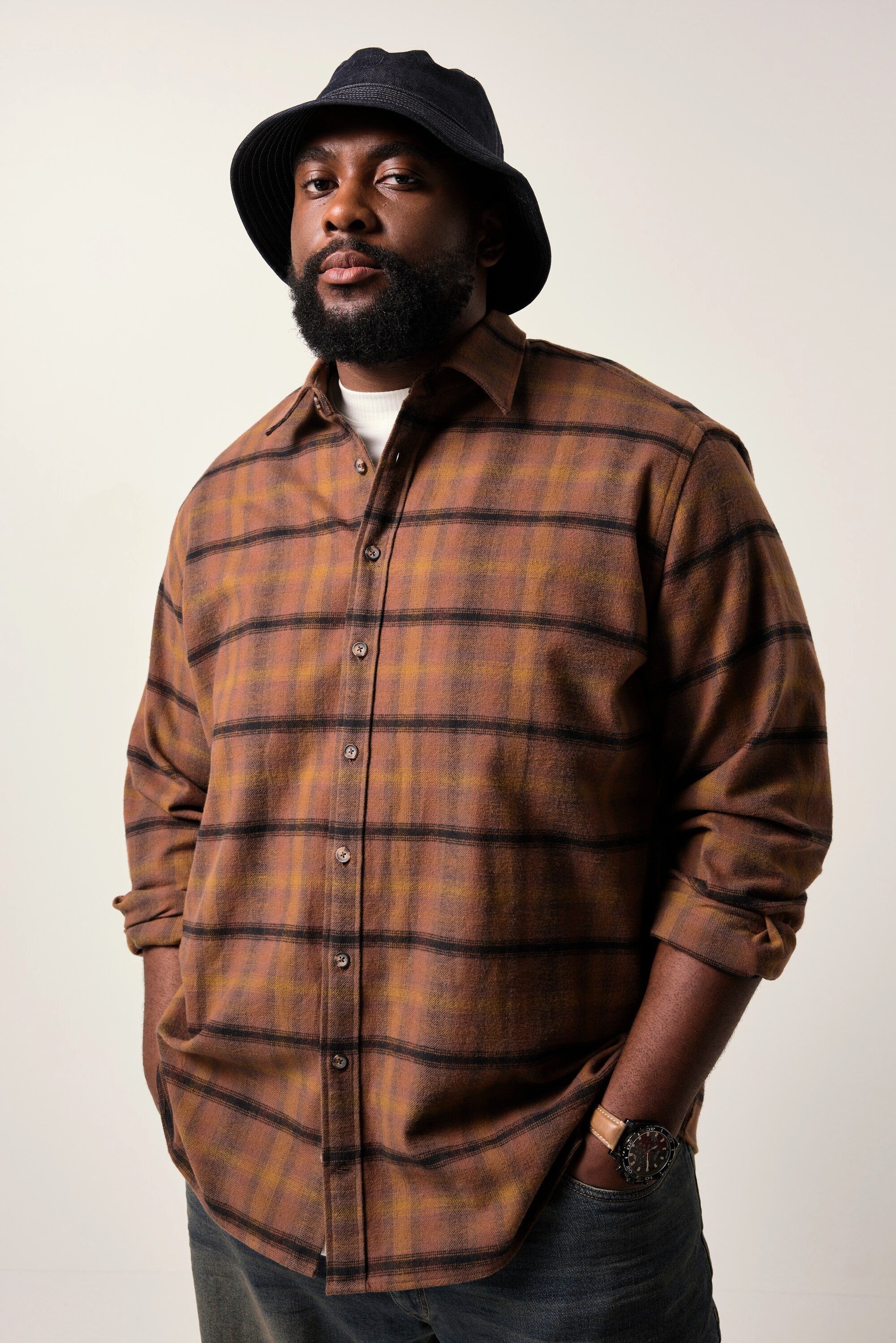 STHUGE Businesshemd STHUGE Karo-Flanellhemd Langarm Boxy Fit bis 8 XL günstig online kaufen