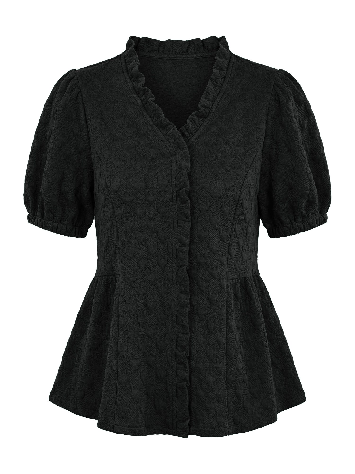 Imily Bela Kurzarmbluse Damen Oberteile mit Peplum-Puffärmeln (Packung, 1-t günstig online kaufen