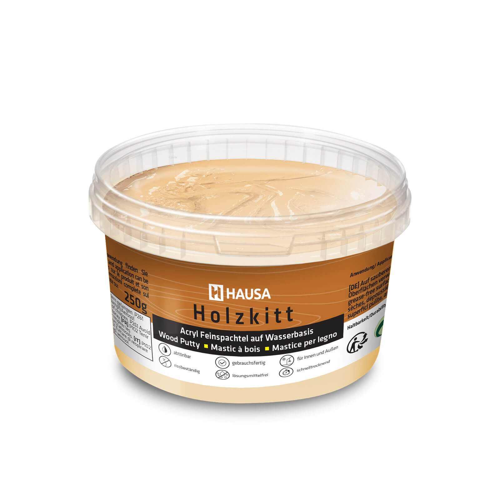 Hausa Holz-Reparaturset Holzkitt, 250g gebrauchsfertig ausgezeichnete Füllkraft rissbeständig, 1-St., Gramm Eiche Natur Holzspachtelmasse Kitt für Holz, Holzspachtel/Füllmasse zum Reparieren