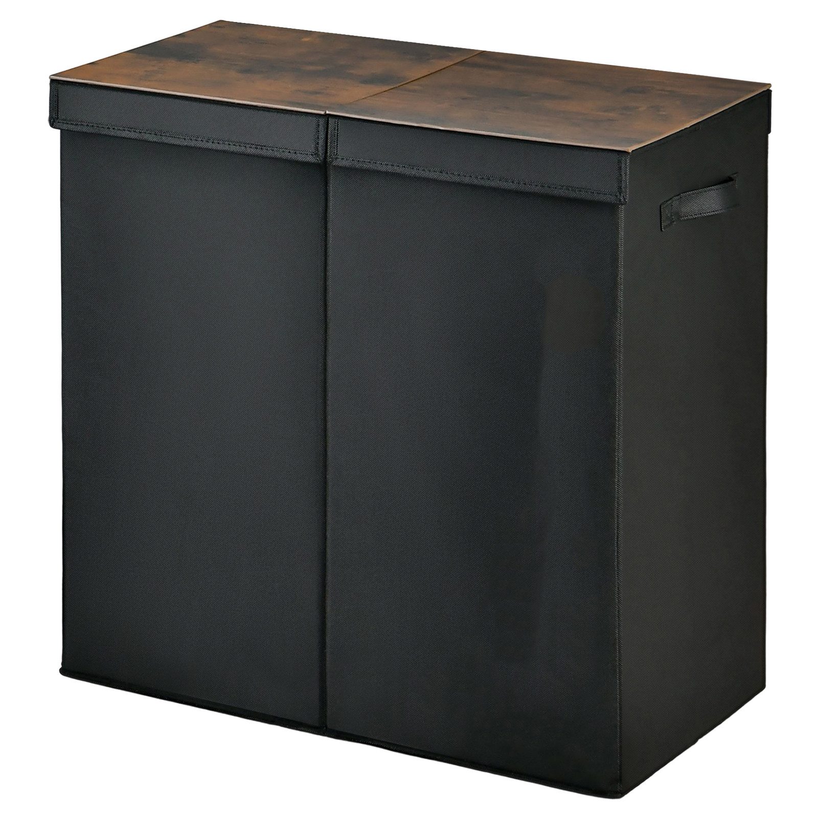 KOMFOTTEU Wäschekorb 2 Fächer, mit Deckel & Wäschesäcken, 62 x 31 x 60cm, 1 günstig online kaufen