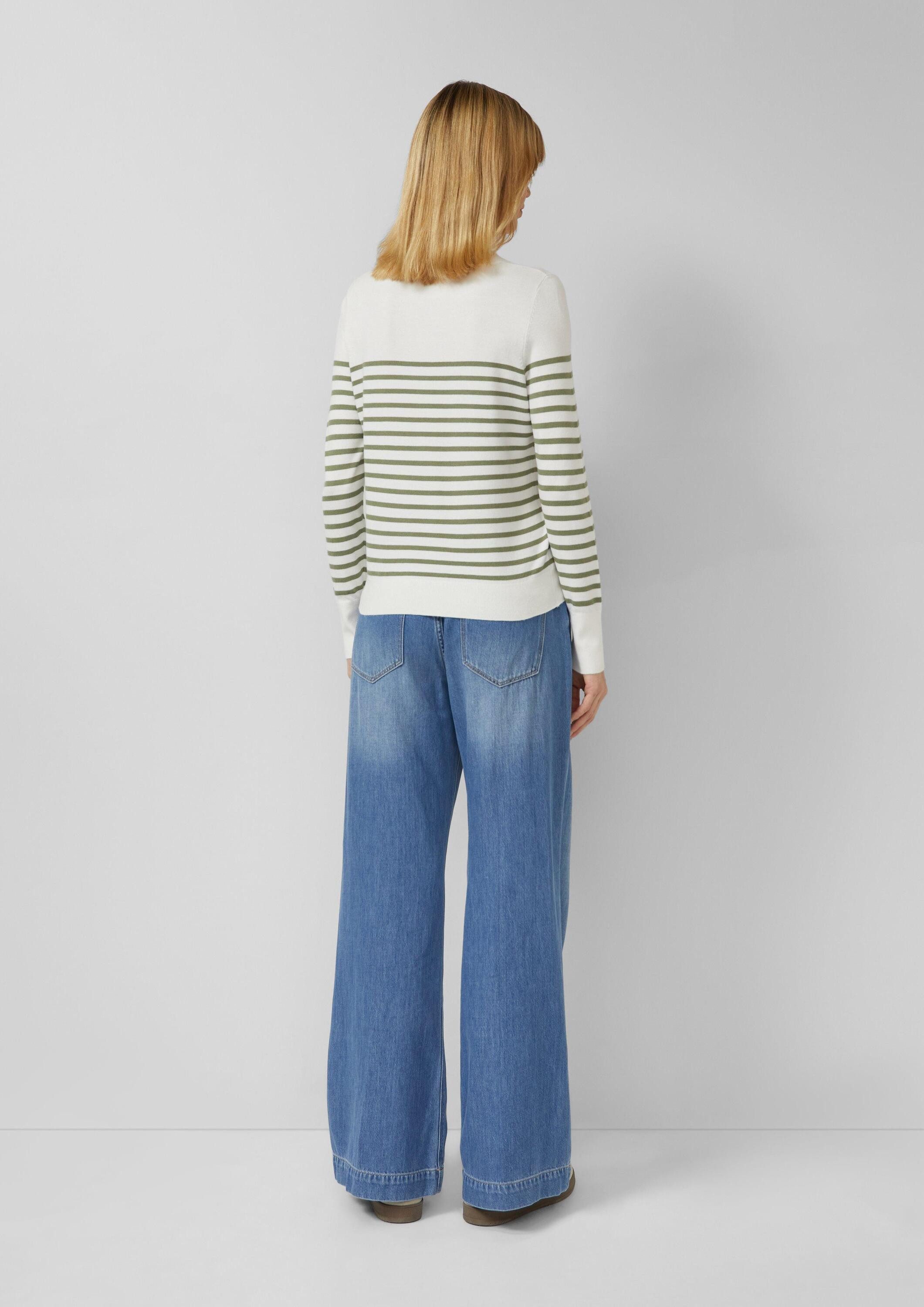 s.Oliver Longpullover Strickpullover Gestreifter Pullover aus Viskosemix