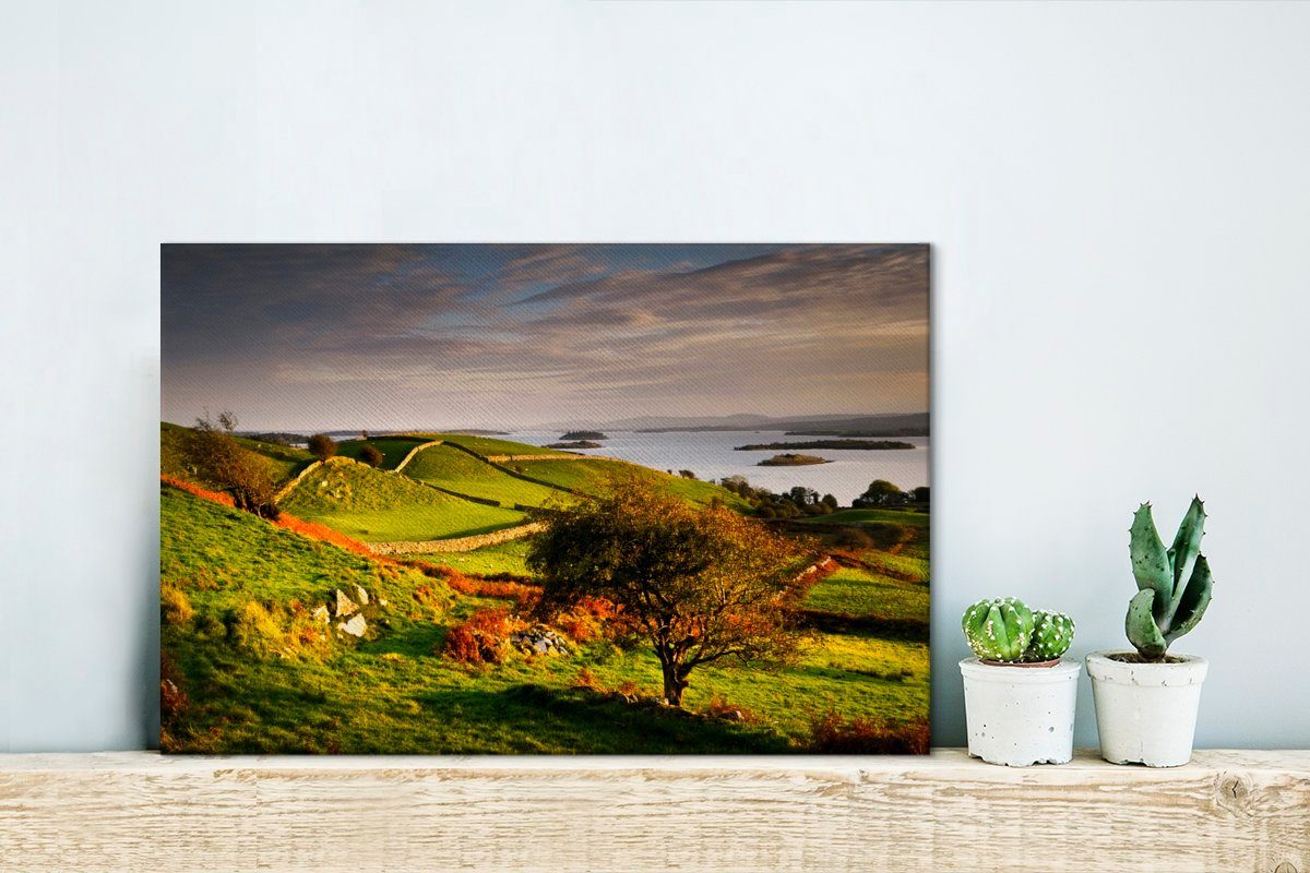 OneMillionCanvasses® Leinwandbild Sonnenuntergang in 30x20 Wanddeko, Wandbild Aufhängefertig, cm (1 Irland, St), Leinwandbilder