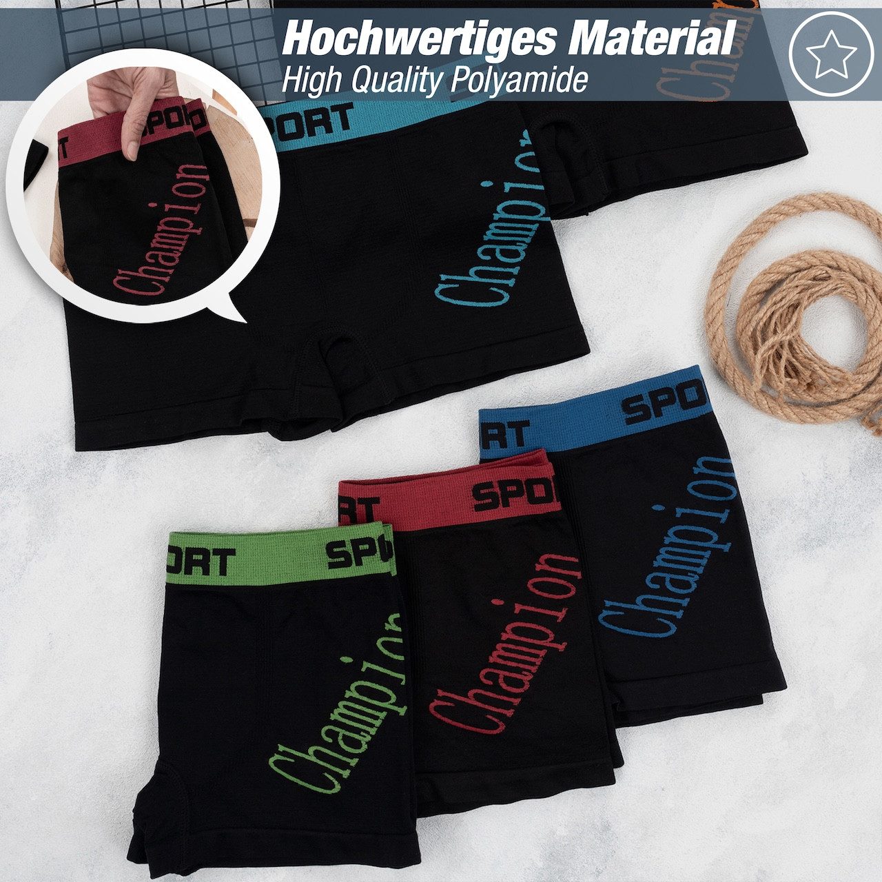 LOREZA Boxershorts 10er Set Jungen Boxershorts - Champion - Bunt (Spar-Packung, 10-St)