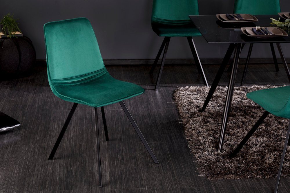 smaragdgrün AMSTERDAM schwarz, · Retro Metall · riess-ambiente / Esszimmer Esszimmerstuhl CHAIR Samt ·