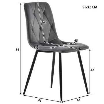 Ulife Essgruppe 117×68cm Esstisch mit 4 Stühlen, (Set, 5-tlg), weißer MDF-Tischplatte mit Marmoroptik