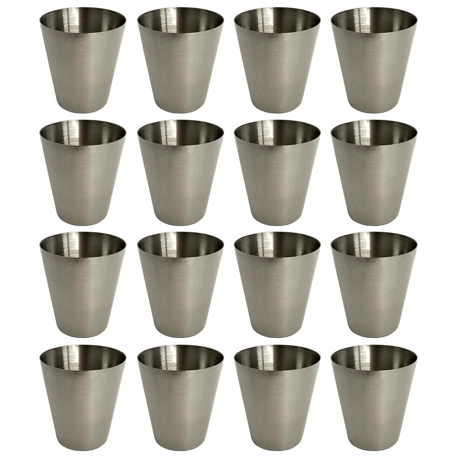 HAC24 Schnapsglas Schnapsgläser Pinnchen Shotgläser Shot Glas Stamper Schnaps-Becher, 16-tlg., Edelstahl, 2cl oder 4cl