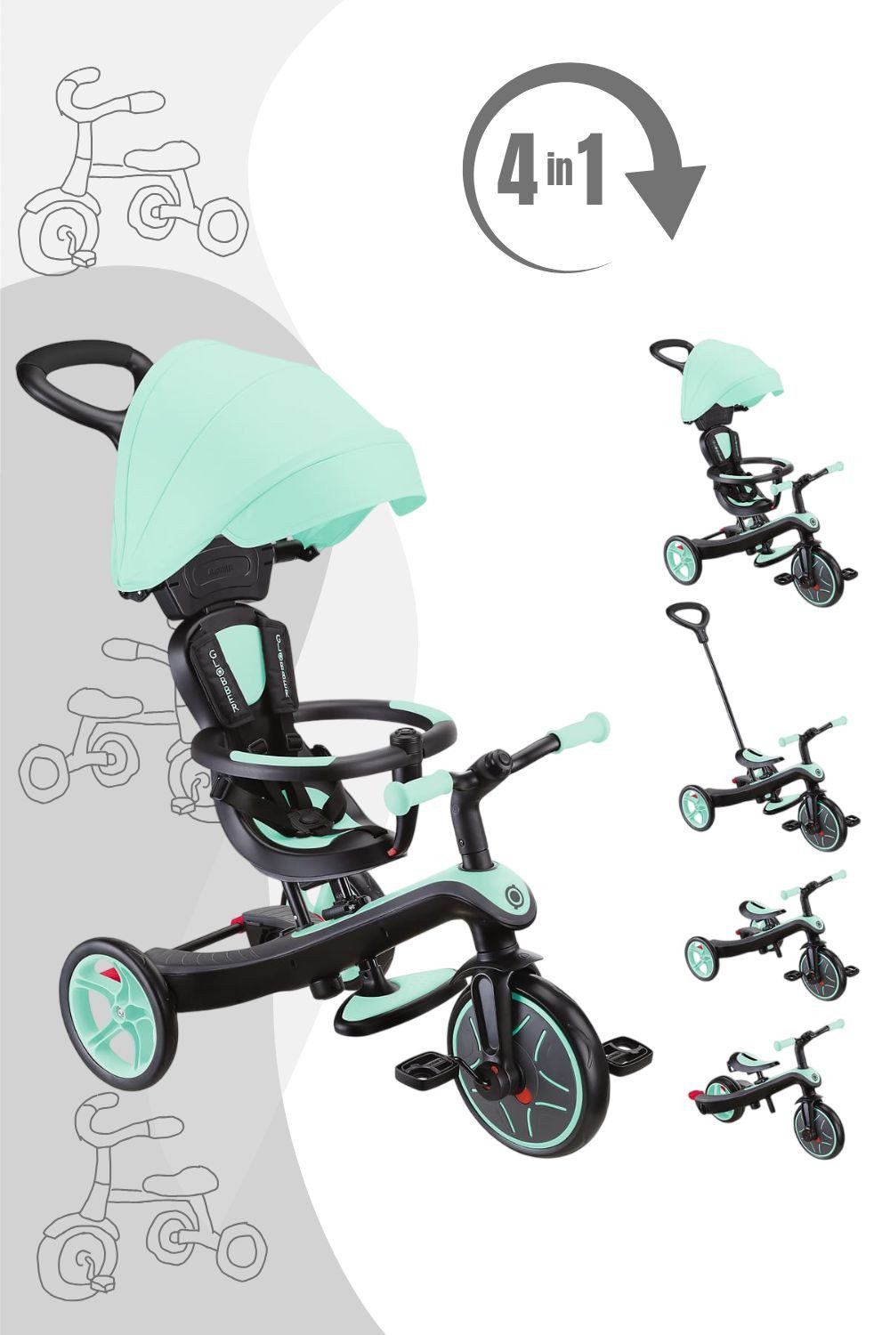 Globber Laufrad Trike Explorer 4-in-1 Dreirad günstig online kaufen