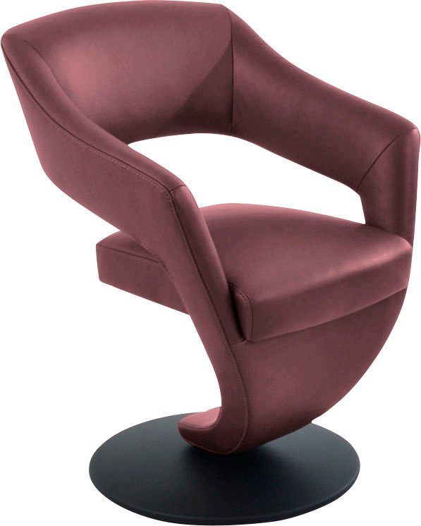 schwarz Drehteller Leder-Drehsessel Sitzkomfort, mit hohem Kansas, & Wohnen 15 carbernet Drehstuhl K+W Komfort Design in