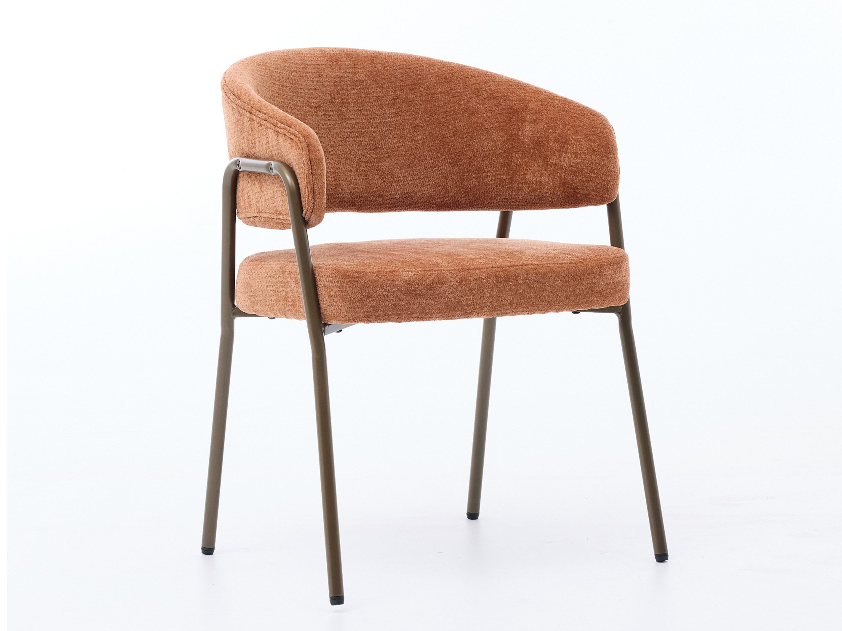 SeedWave Esszimmerstuhl mit Armlehnen, Loungesessel Chenille Polsterstuhl mit Metallfüßen
